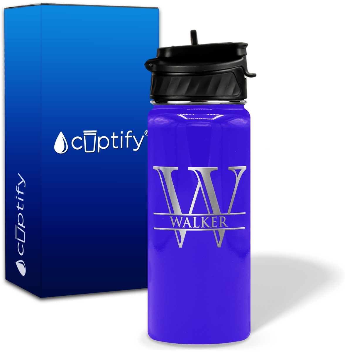 Split Script Monogram Personalized 18oz Water Bottle