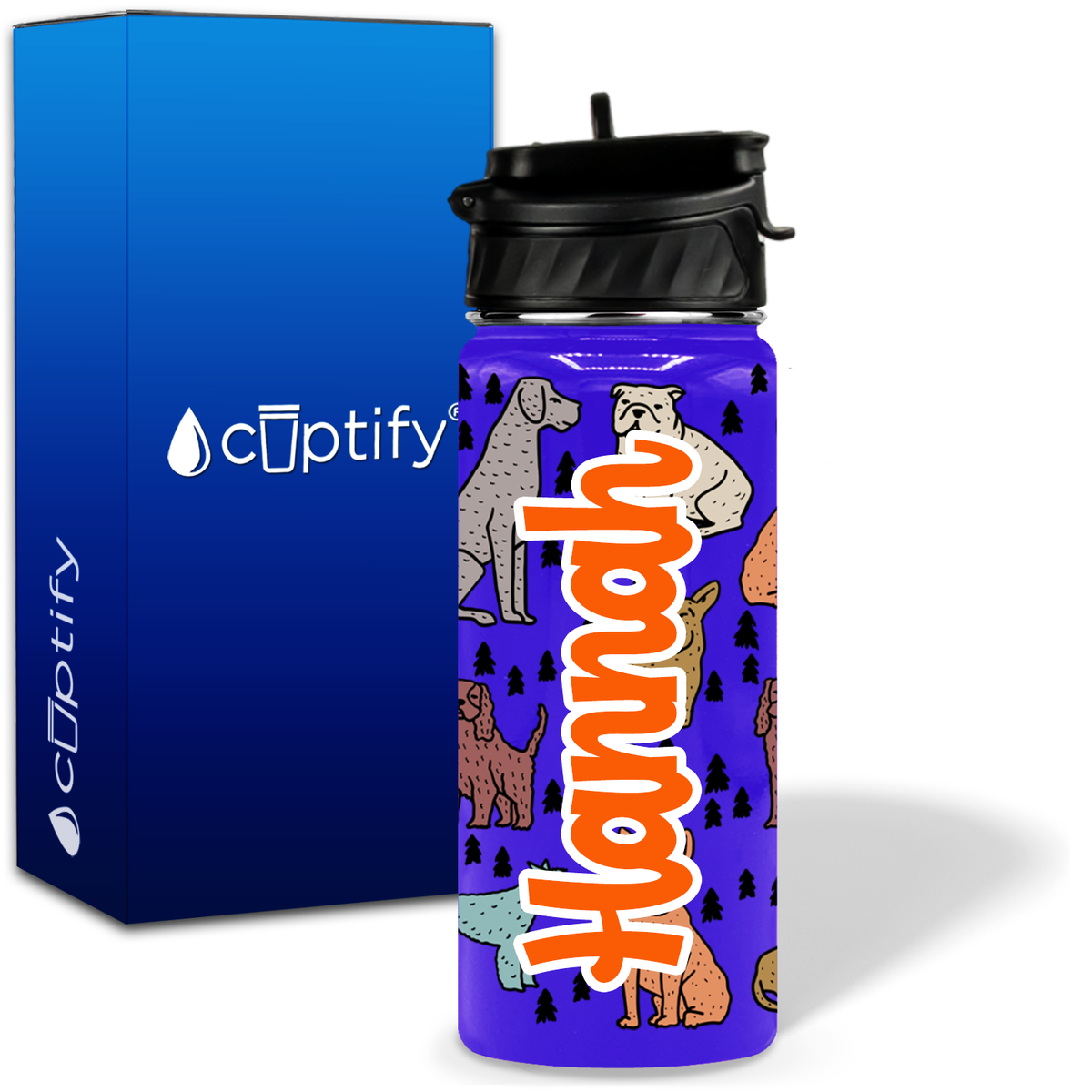Dogs 18oz Personalized Kids Water Bottle