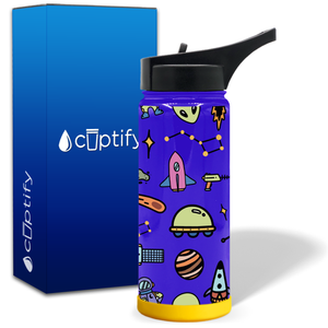 Personalized Outer Space 18oz Wide Mouth Kids Water Bottle