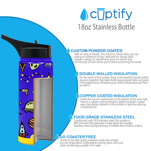 Personalized Outer Space 18oz Wide Mouth Kids Water Bottle