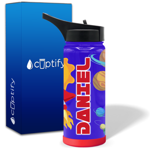 Personalized Rocket in Space 18oz Wide Mouth Kids Water Bottle