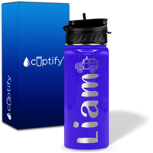 Personalized Jeep with Name and Icon on 18oz Wide Mouth Kids Water Bottle