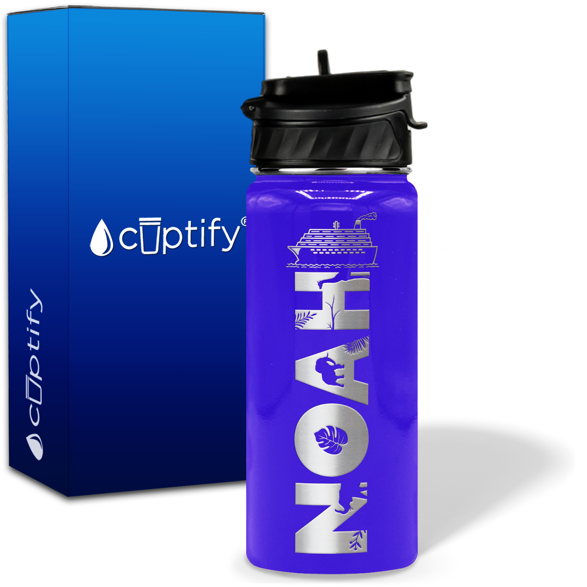 Personalized Ship with Name and Icon on 18oz Wide Mouth Kids Water Bottle