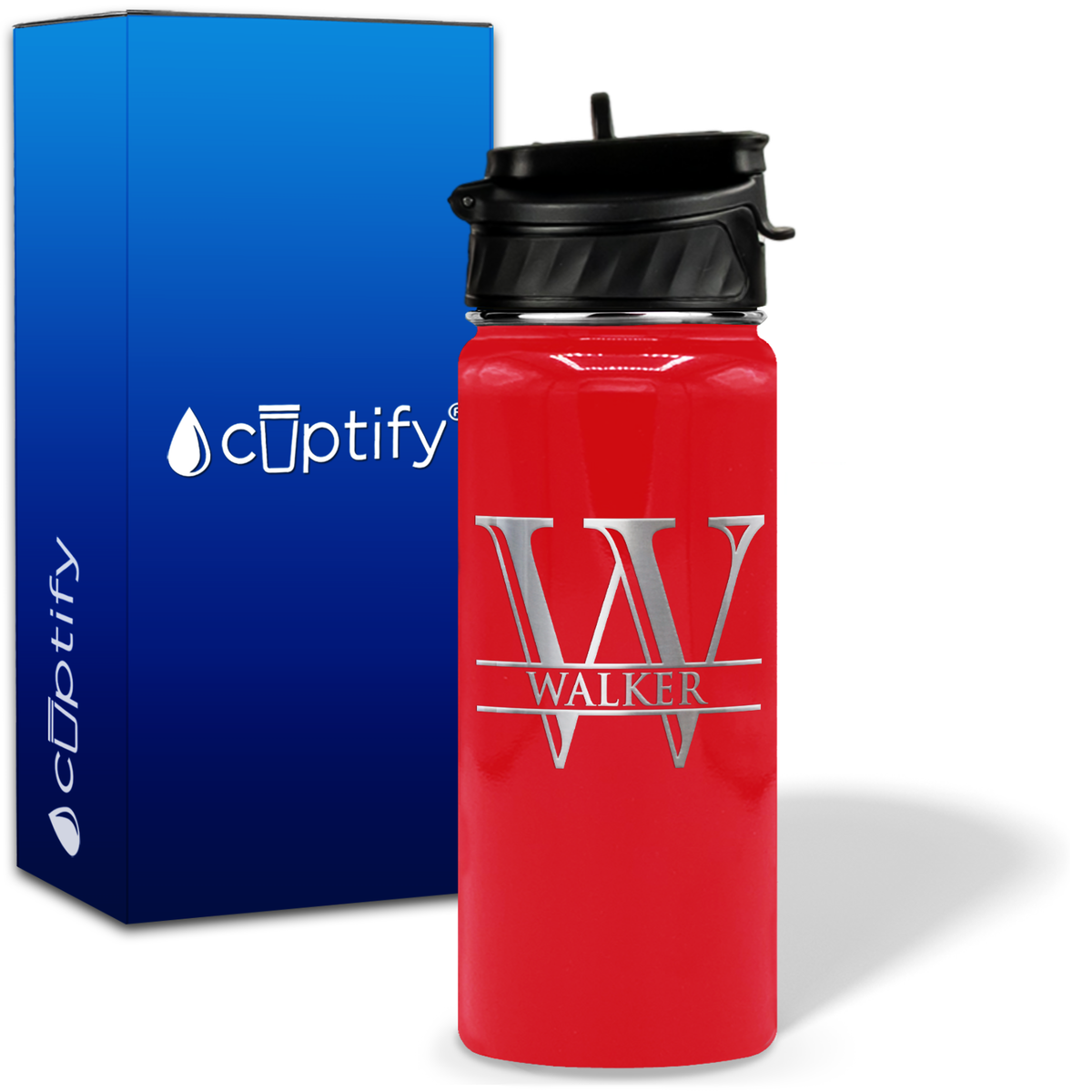Split Script Monogram Personalized 18oz Water Bottle