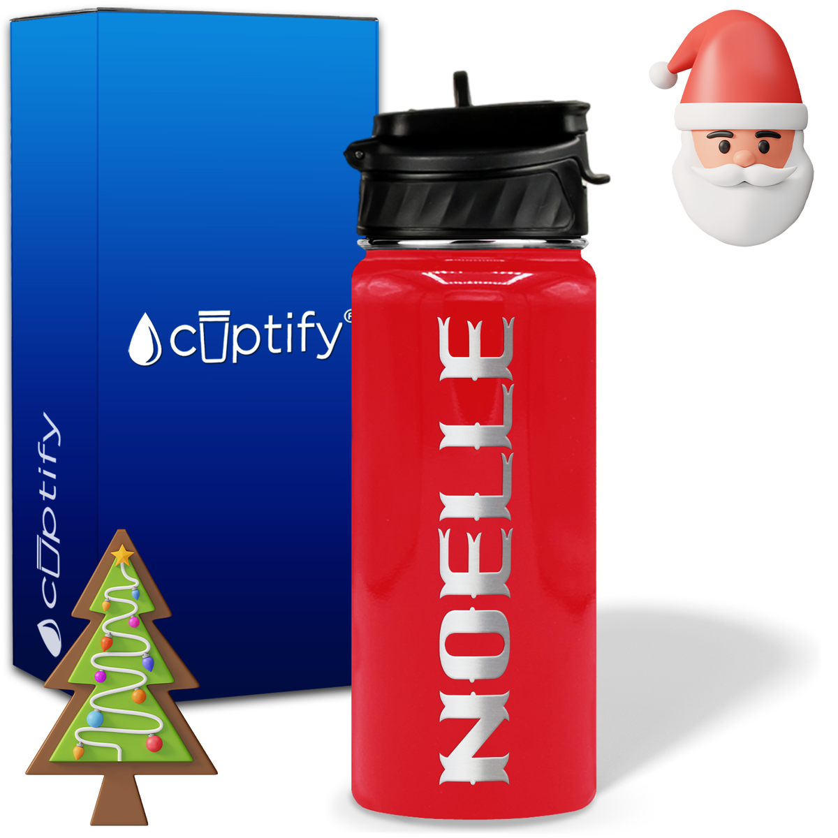 Personalized Claus Christmas on 18oz Custom Water Bottle