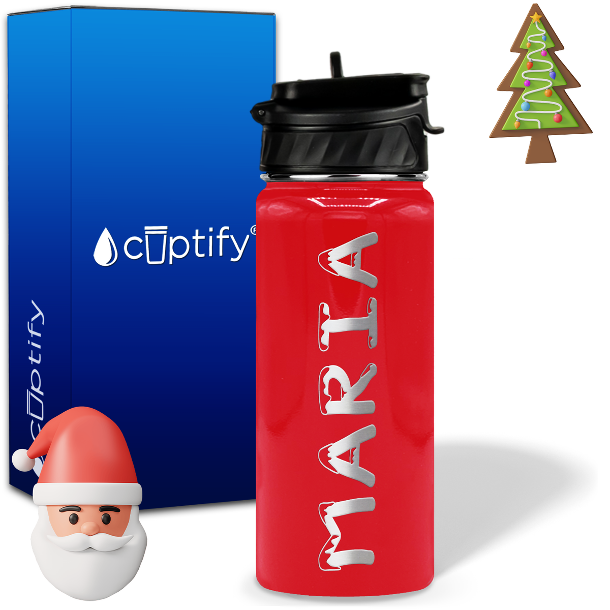 Personalized Snowy on 18oz Christmas Water Bottle