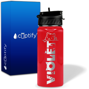 Personalized Cat Waving with Name and Icon on 18oz Wide Mouth Kids Water Bottle