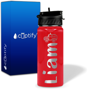Personalized Jeep with Name and Icon on 18oz Wide Mouth Kids Water Bottle