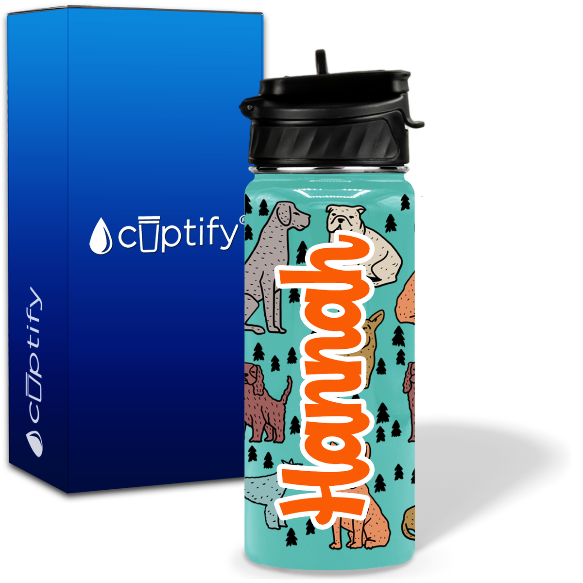 Dogs 18oz Personalized Kids Water Bottle