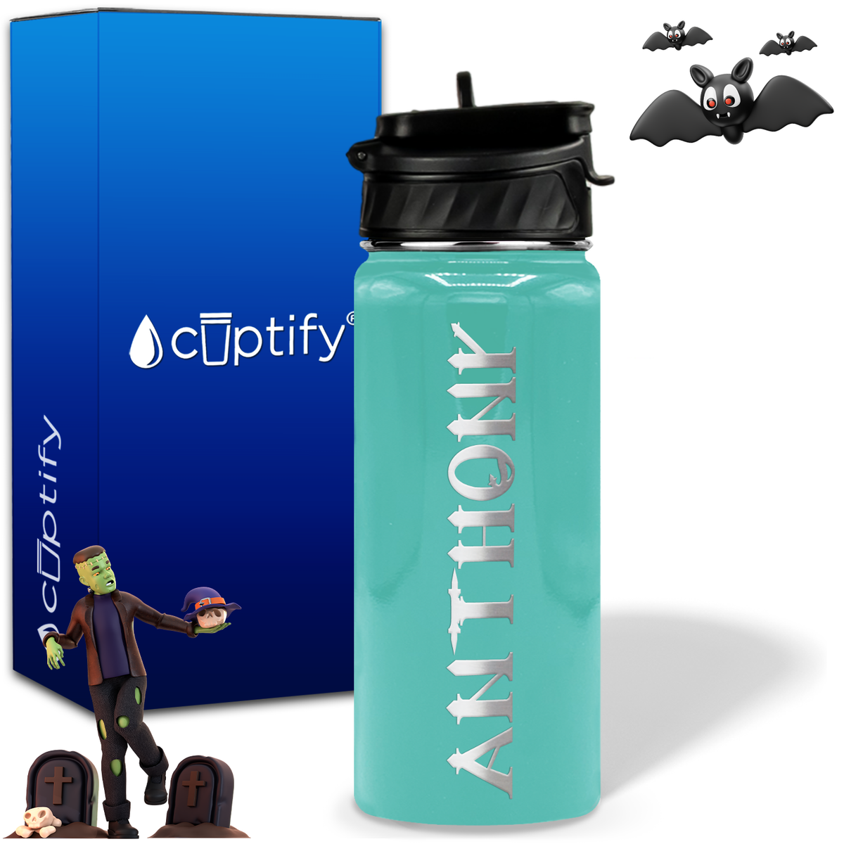 Personalized Creepy Halloween on 18oz Water Bottle
