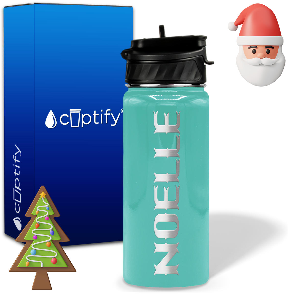 Personalized Claus Christmas on 18oz Custom Water Bottle