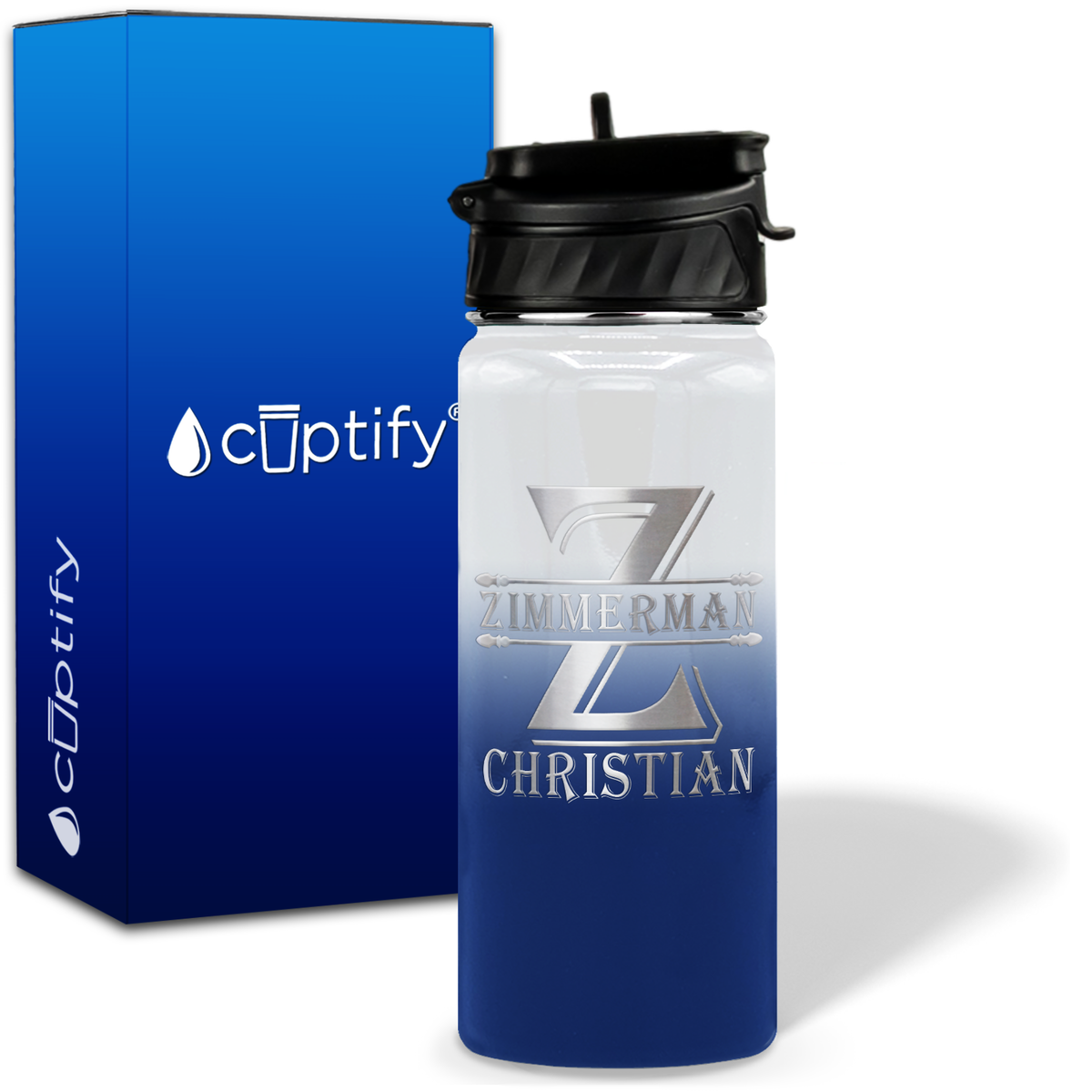 Initial Block on 18oz Personalized Water Bottle