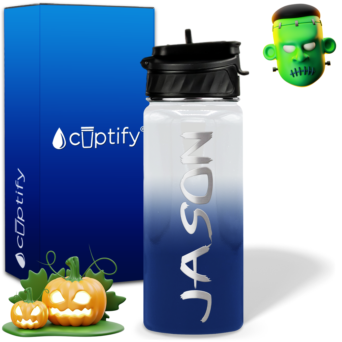 Personalized Scary Halloween Font on 18oz Wide Mouth