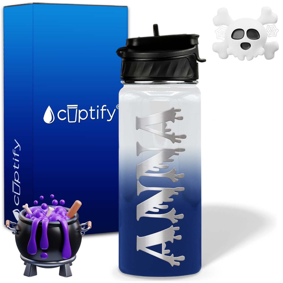 Personalized Bloody on Halloween 18oz Water Bottle