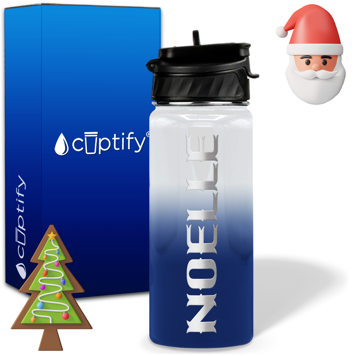 Personalized Claus Christmas on 18oz Custom Water Bottle