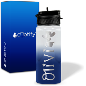 Personalized Hearts with Name and Icon on 18oz Wide Mouth Kids Water Bottle