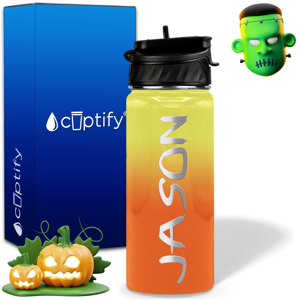 Personalized Scary Halloween Font on 18oz Wide Mouth