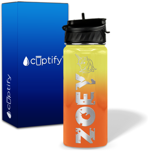 Personalized Unicorn with Name and Icon on 18oz Wide Mouth Kids Water Bottle
