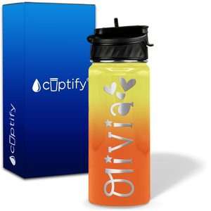 Personalized Hearts with Name and Icon on 18oz Wide Mouth Kids Water Bottle