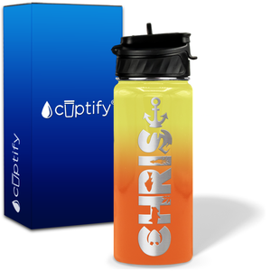 Personalized Anchor with Name and Icon on 18oz Wide Mouth Kids Water Bottle