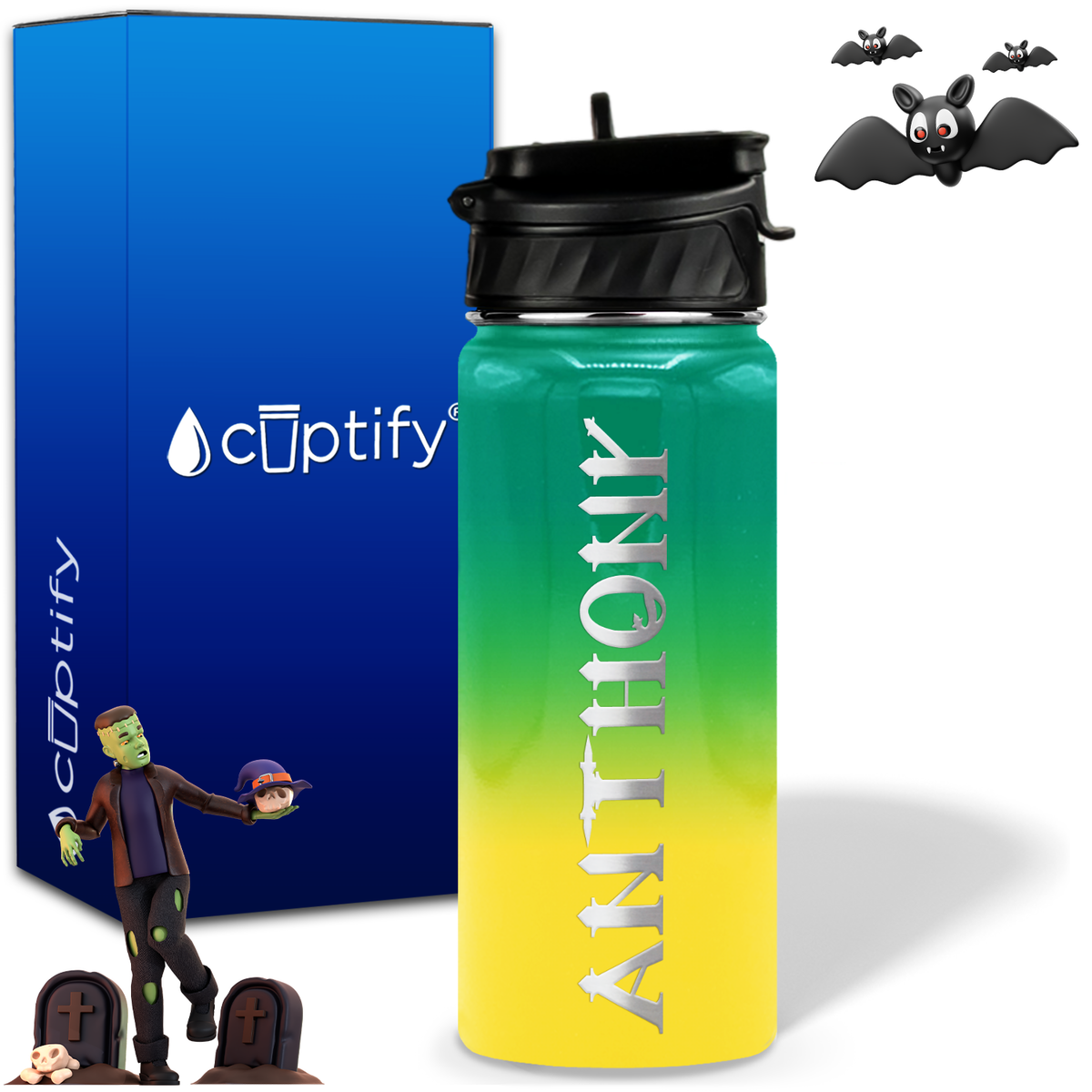 Personalized Creepy Halloween on 18oz Water Bottle