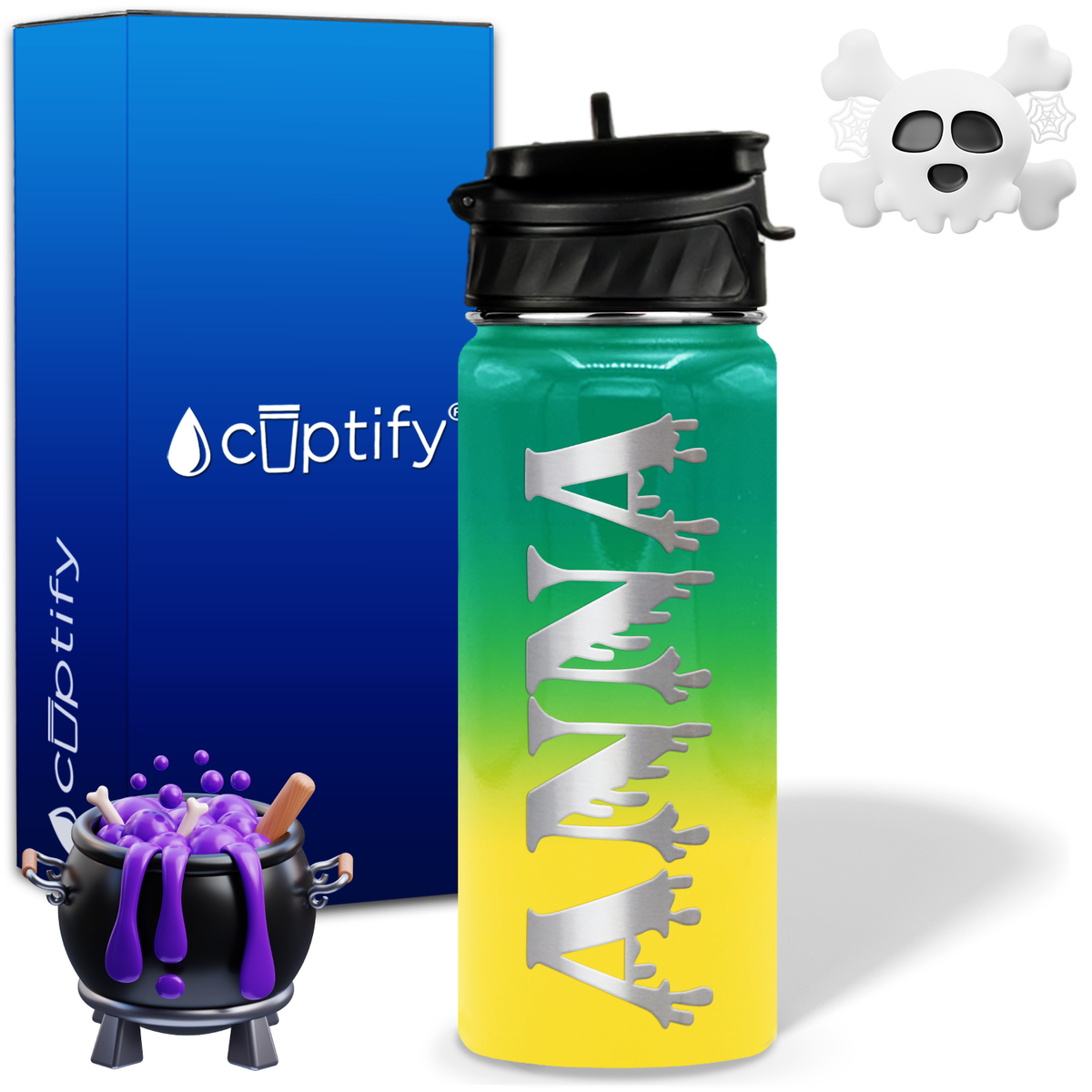 Personalized Bloody on Halloween 18oz Water Bottle