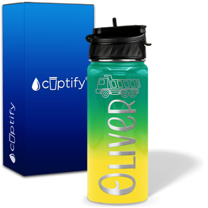 Personalized Truck with Name and Icon on 18oz Wide Mouth Kids Water Bottle