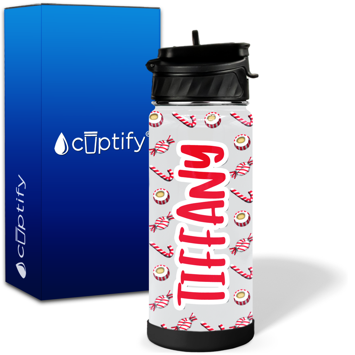 Personalized Peppermint Candies 18oz Wide Mouth Kids Water Bottle