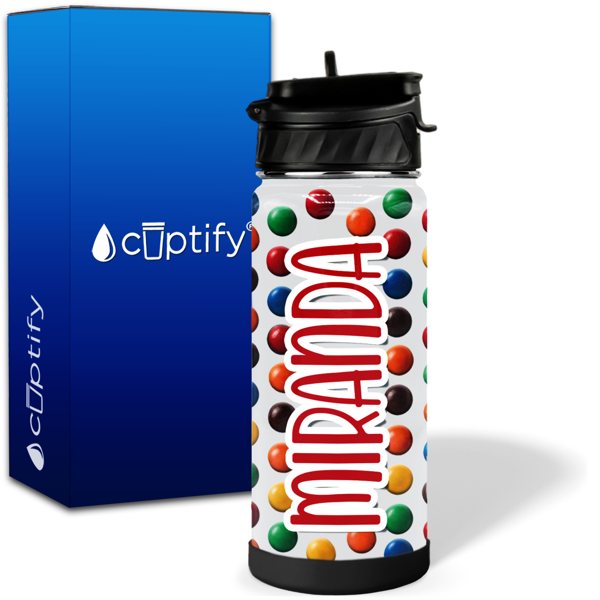 Personalized Colorful Chocolate Candies 18oz Wide Mouth Kids Water Bottle