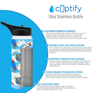 Personalized Rockets and Astronauts 18oz Wide Mouth Kids Water Bottle