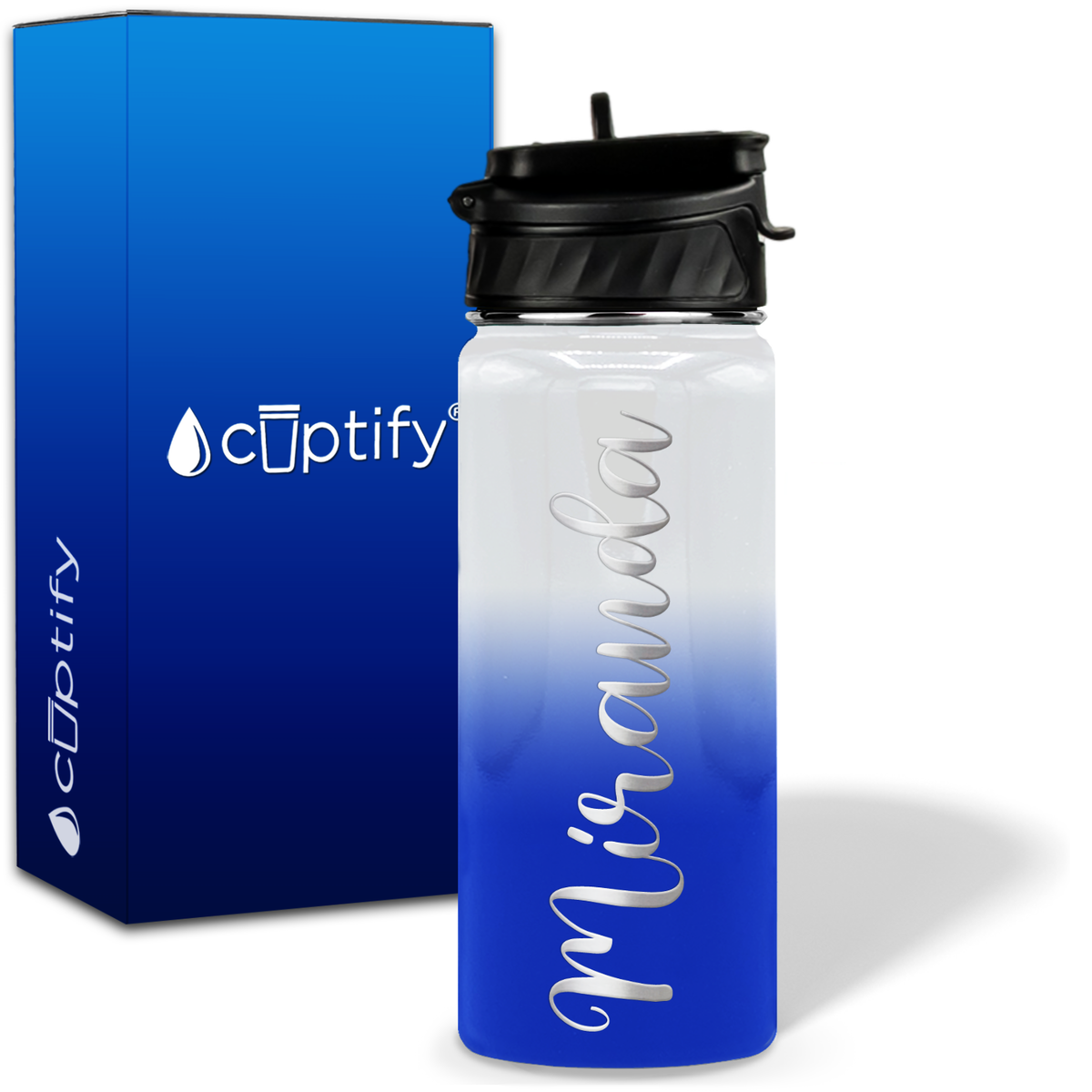 Personalized Miranda Style on 18oz Water Bottle