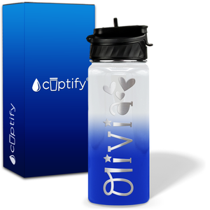 Personalized Hearts with Name and Icon on 18oz Wide Mouth Kids Water Bottle