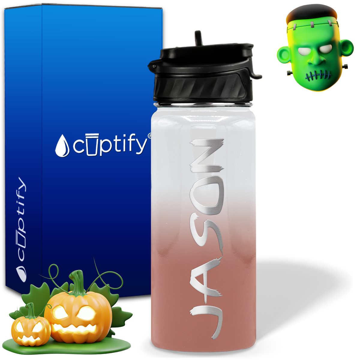 Personalized Scary Halloween Font on 18oz Wide Mouth