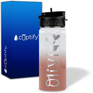 Personalized Hearts with Name and Icon on 18oz Wide Mouth Kids Water Bottle