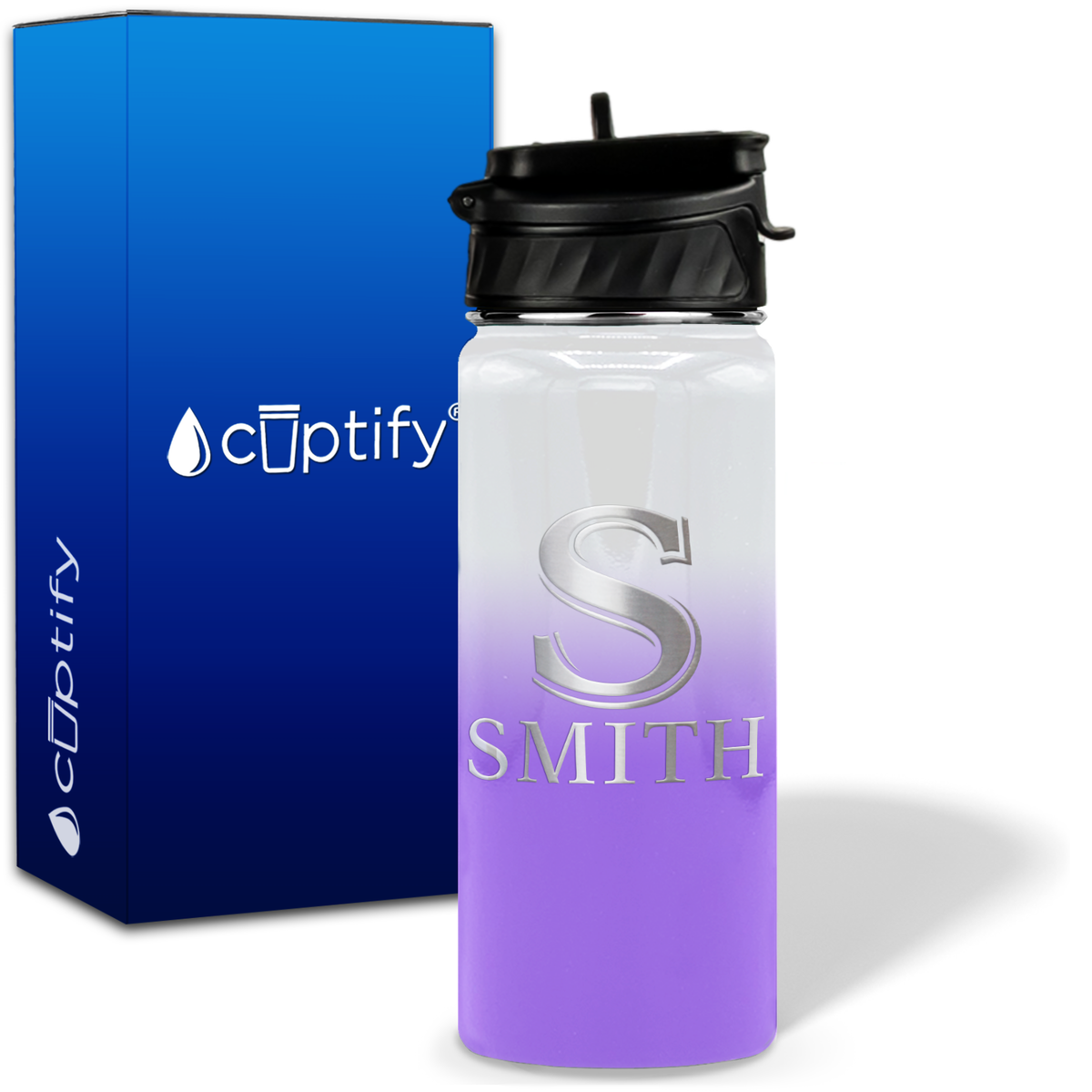 Personalized Monogram Initial and Name on 18oz Water Bottle