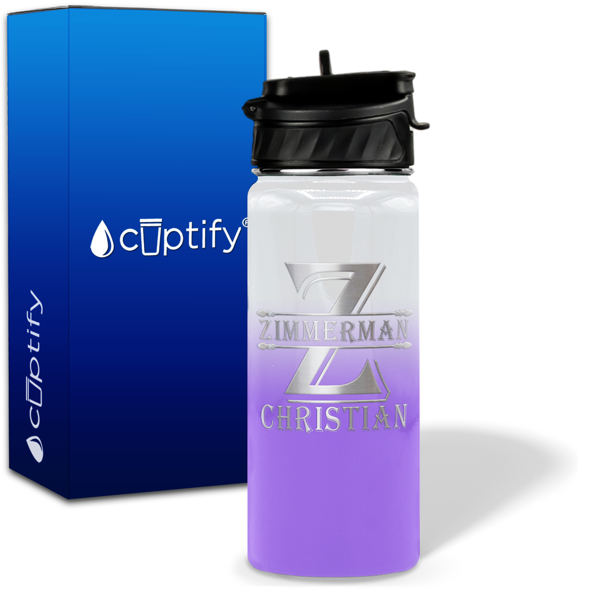 Initial Block on 18oz Personalized Water Bottle