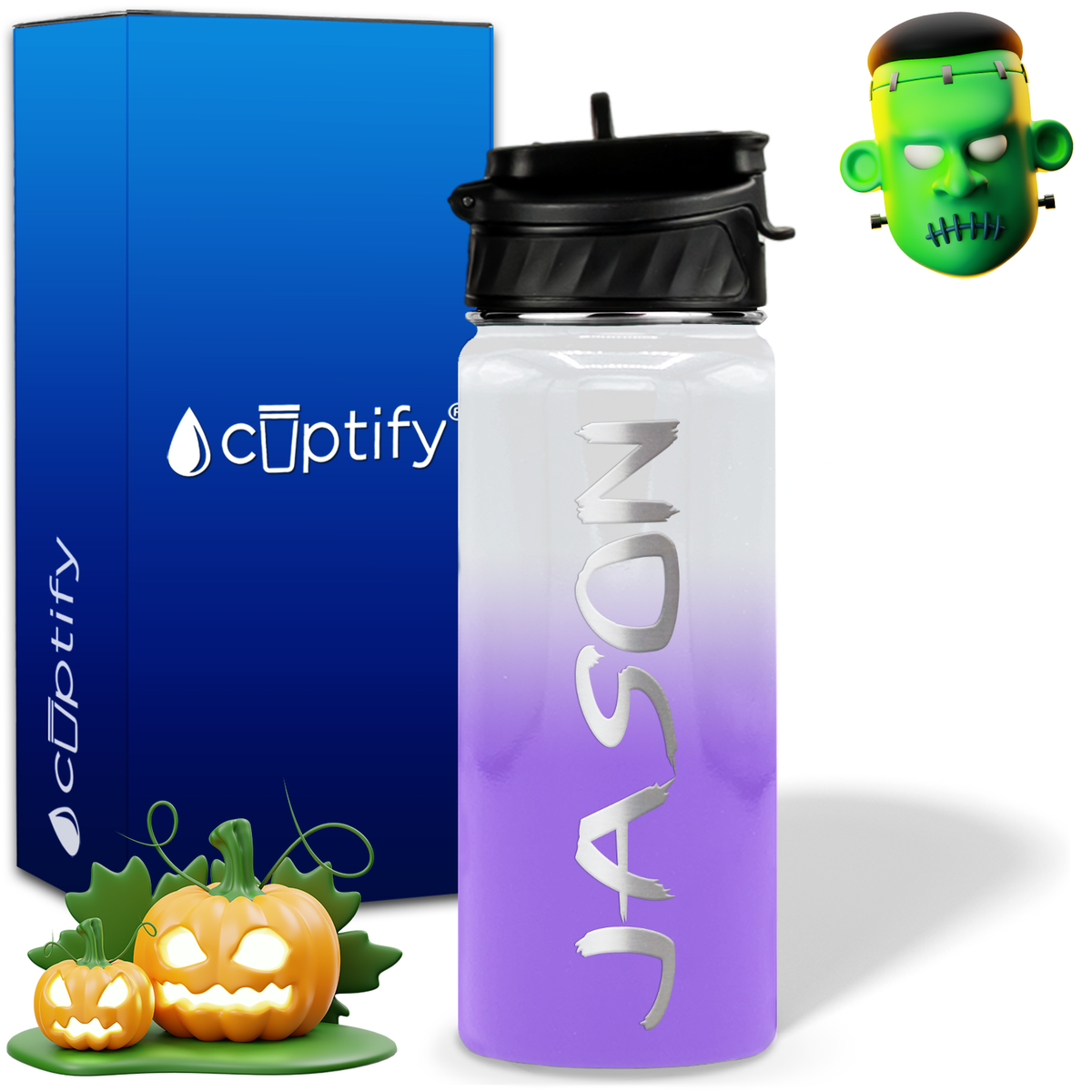 Personalized Scary Halloween Font on 18oz Wide Mouth