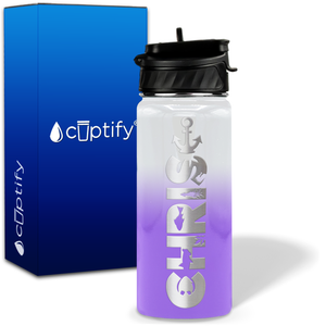 Personalized Anchor with Name and Icon on 18oz Wide Mouth Kids Water Bottle