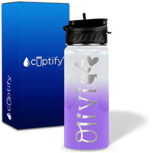 Personalized Hearts with Name and Icon on 18oz Wide Mouth Kids Water Bottle