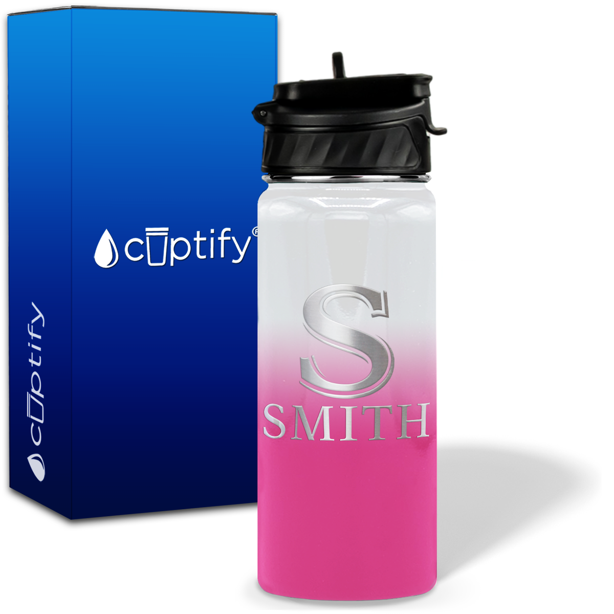 Personalized Monogram Initial and Name on 18oz Water Bottle