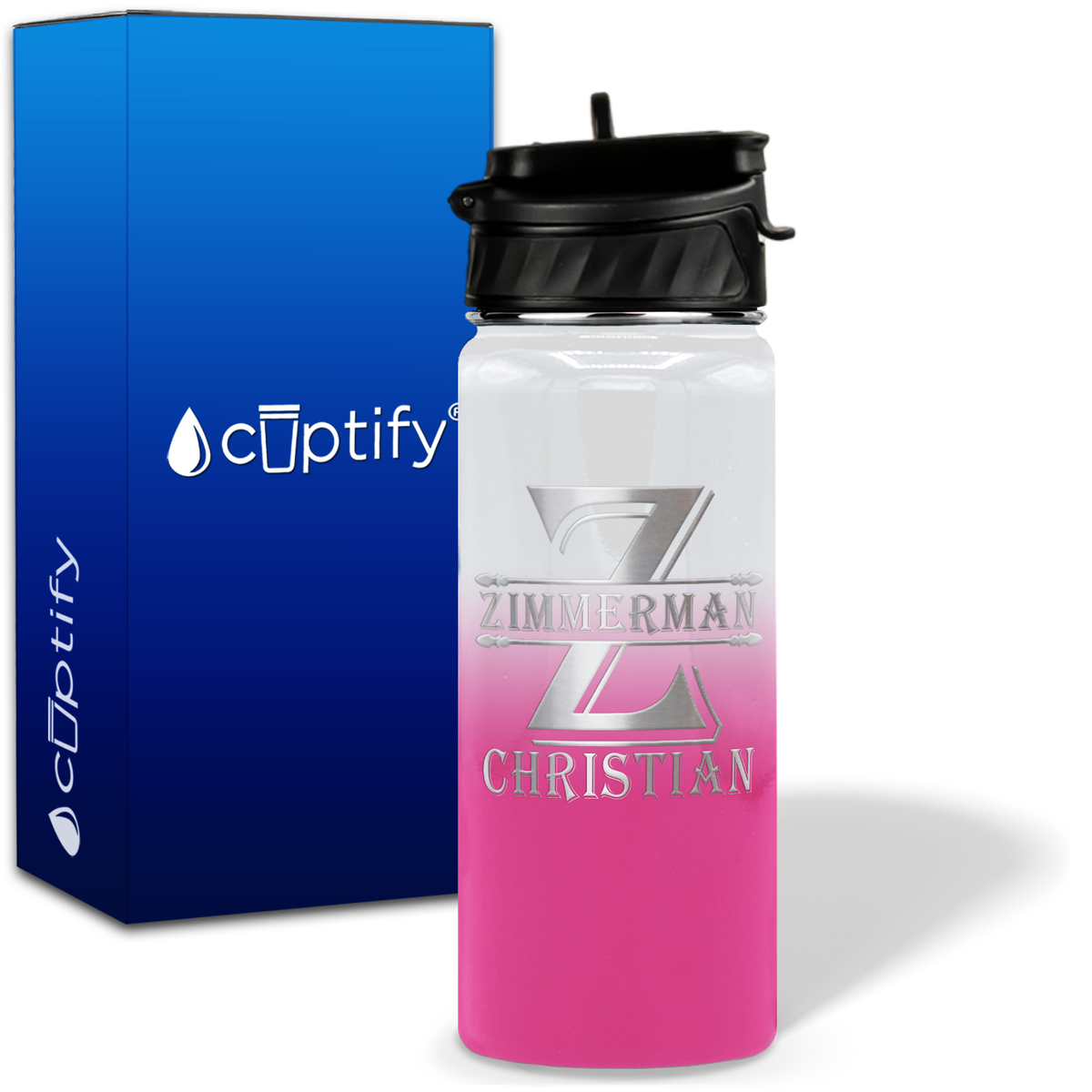 Initial Block on 18oz Personalized Water Bottle