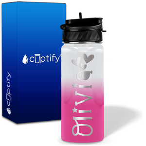 Personalized Hearts with Name and Icon on 18oz Wide Mouth Kids Water Bottle