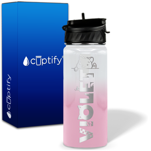 Personalized Cat Waving with Name and Icon on 18oz Wide Mouth Kids Water Bottle