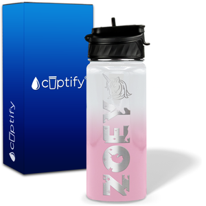 Personalized Unicorn with Name and Icon on 18oz Wide Mouth Kids Water Bottle