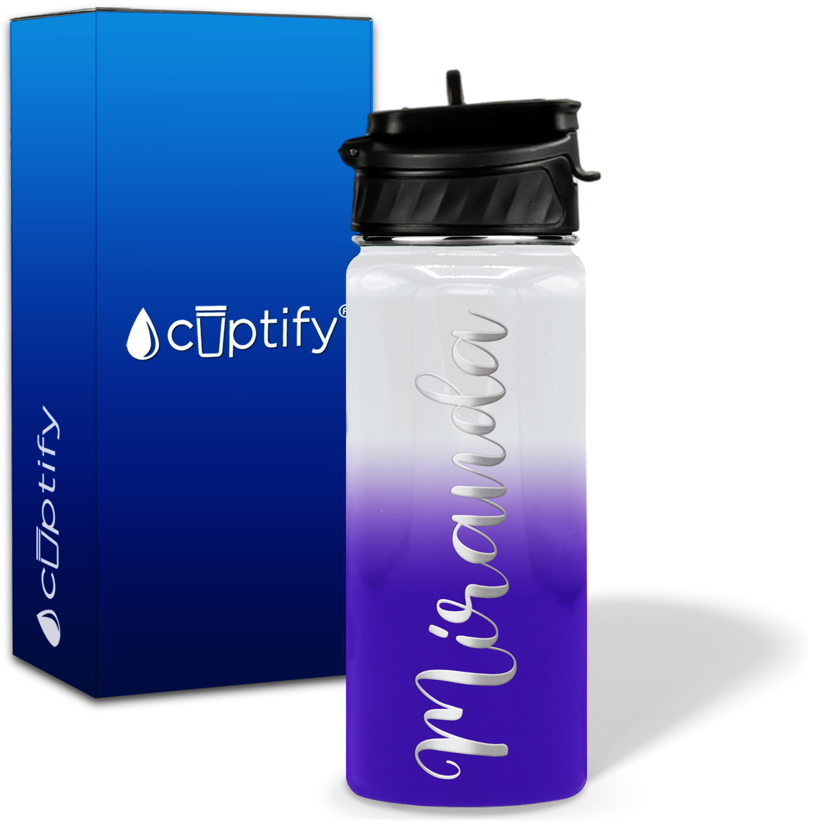 Personalized Miranda Style on 18oz Water Bottle