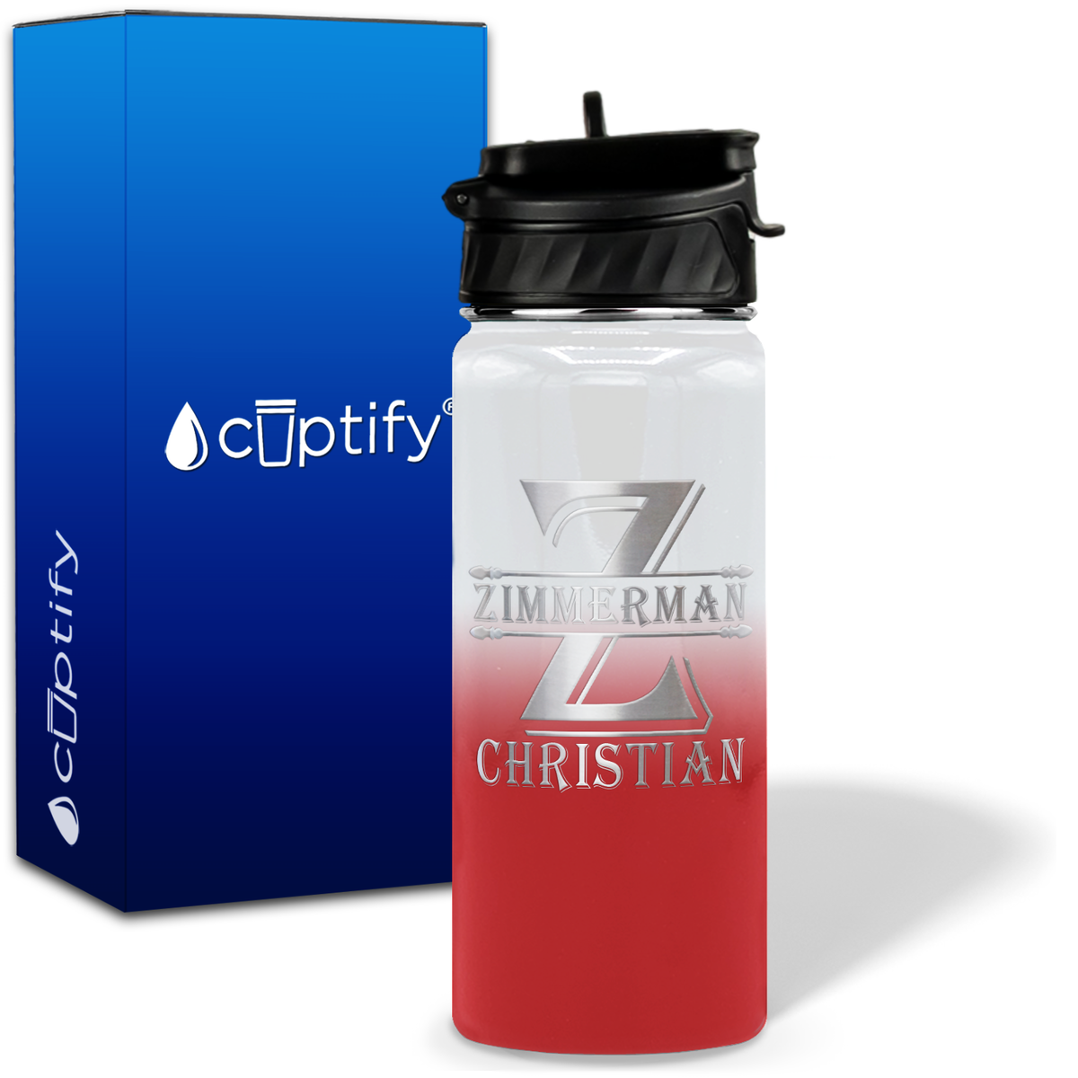 Initial Block on 18oz Personalized Water Bottle