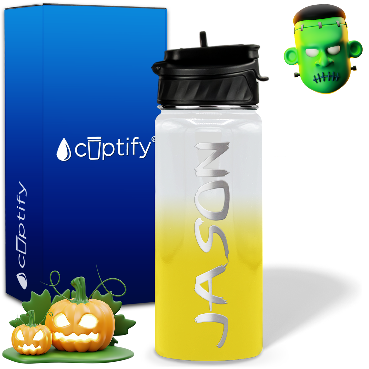 Personalized Scary Halloween Font on 18oz Wide Mouth