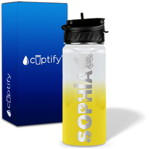 Personalized Heart Butterfly with Name and Icon on 18oz Wide Mouth Kids Water Bottle
