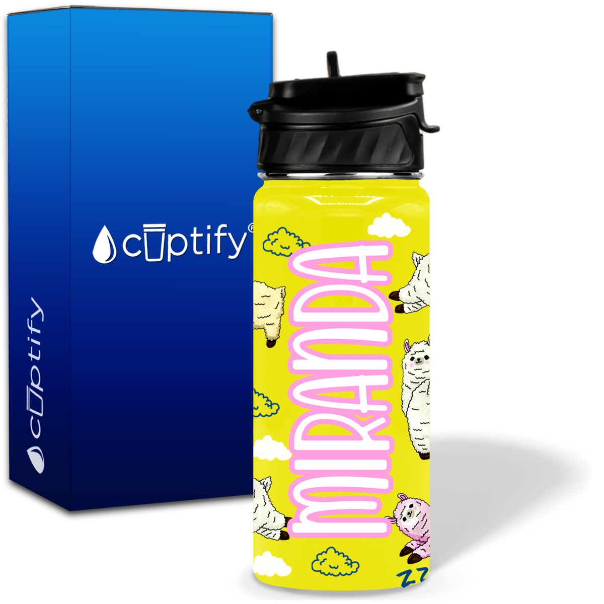 Alpaca Clouds 18oz Personalized Kids Water Bottle
