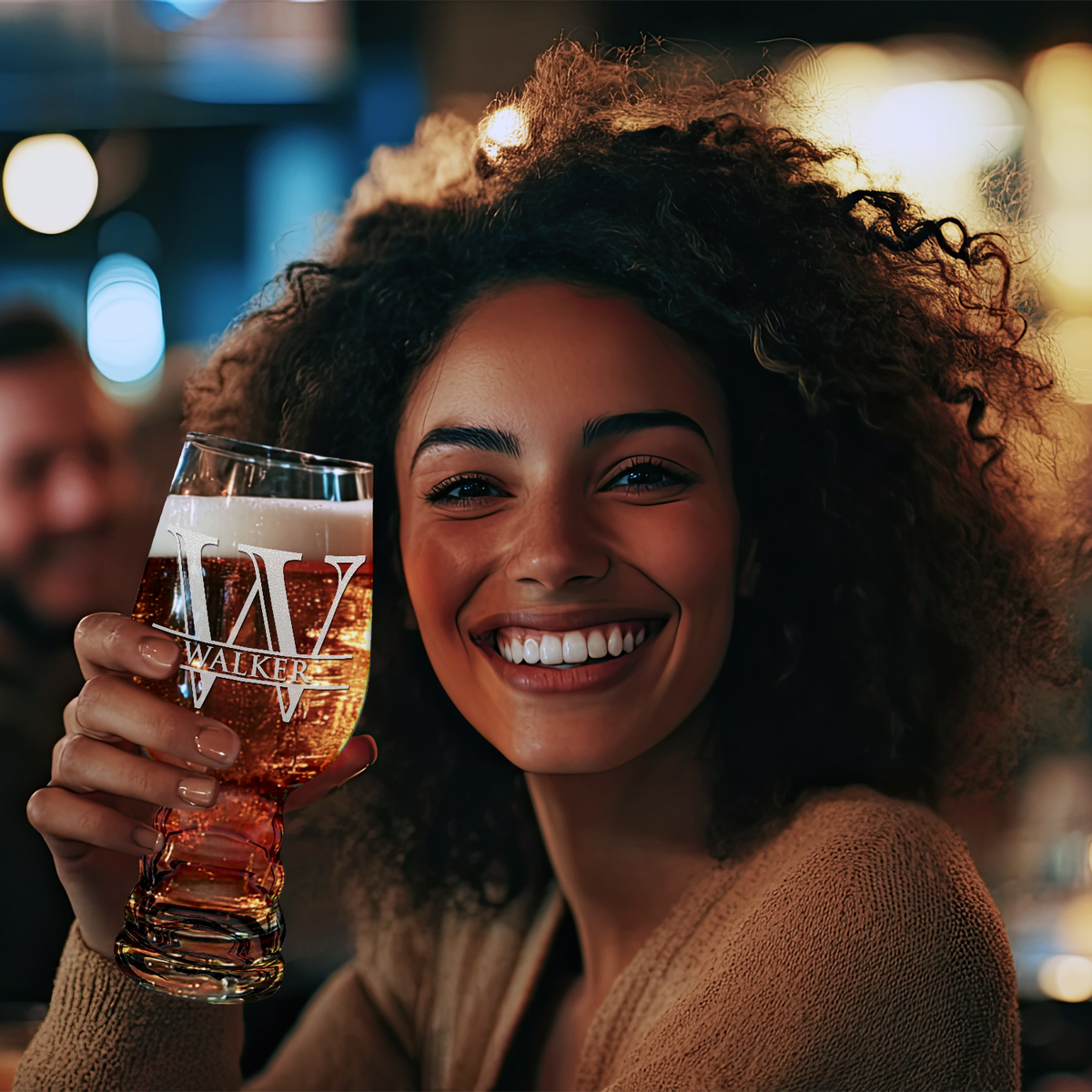 Personalized Split Script Monogram on 18oz IPA Beer Glass